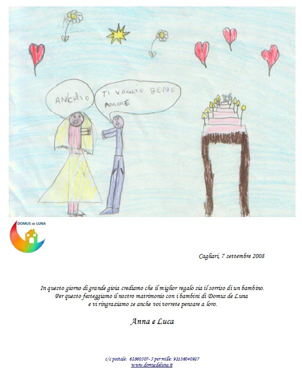 Bomboniera solidale Domus de Luna per matrimonio